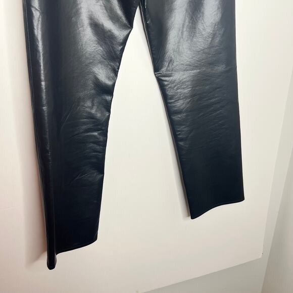 AGOLDE 90`s Pinch Waist Recycled Leather Straight Leg Black Womens Size 28 - Picture 7 of 16